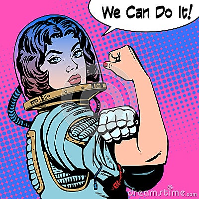 Woman astronaut we can do it the power of protest Stock Photo