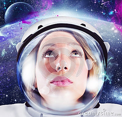 Woman astronaut Stock Photo