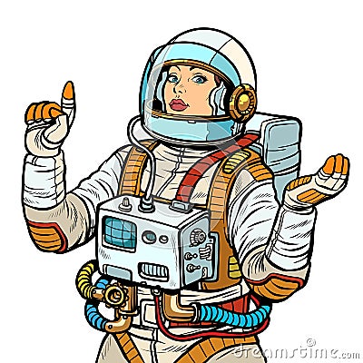 Woman astronaut, space exploration isolate on white background Vector Illustration