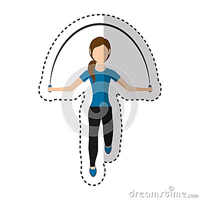 woman athlete avatar character jump rope Cartoon Illustration