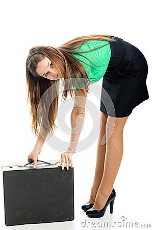 Woman and attache case Stock Photo