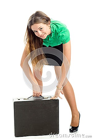 Woman and attache case Stock Photo