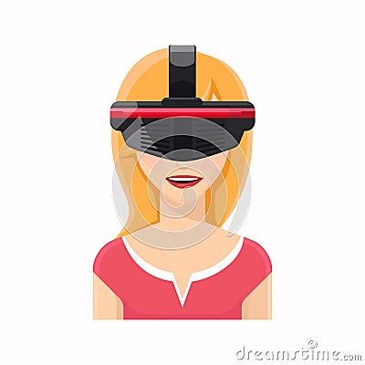 Woman avatar in virtual reality glasses Vector Illustration