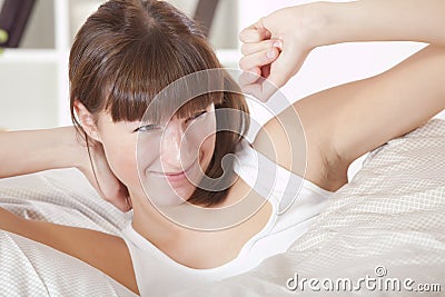 Woman awaking Stock Photo