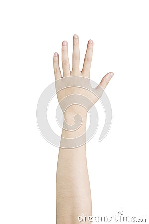 Woman back hand. five count Stock Photo