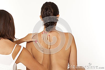 Woman back massage Stock Photo