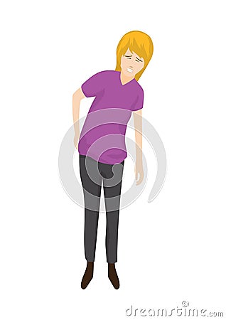 Woman with back pain concept. Vector illustration decorative design Vector Illustration