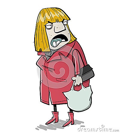 Woman with bag talking to somebody Vector Illustration