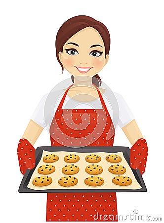 Woman baking cookies Vector Illustration