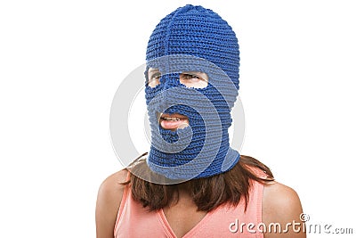 Woman in balaclava Stock Photo