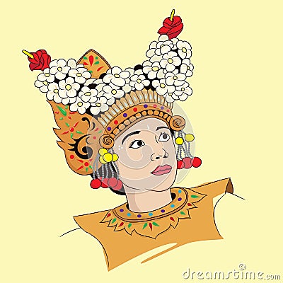 Woman Balinese Dance Vector Illustration