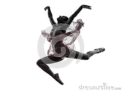 Woman ballerina ballet dancer dancing silhouette Stock Photo