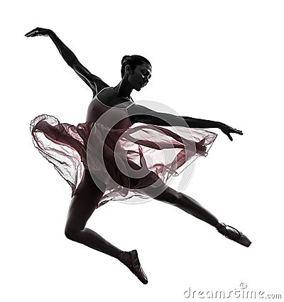 Woman ballerina ballet dancer dancing silhouette Stock Photo