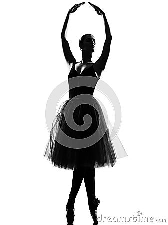 Woman ballet dancer standing pose tiptoe Stock Photo