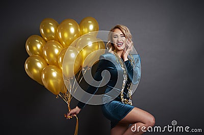 Woman with balloons Stock Photo