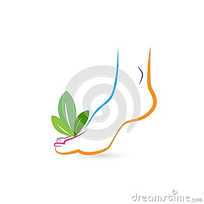 Woman barefoot ecology leafs icon logo vector illustration Vector Illustration