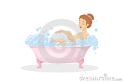 Woman in bath. Vector Illustration