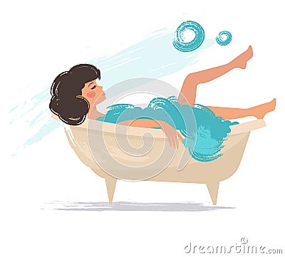 Woman in the bathtub. Vector Vector Illustration