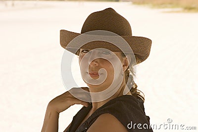 Woman on the Beach Stock Photo