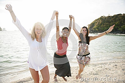 Woman Beach Summer Sunlight Travel Concept Stock Photo