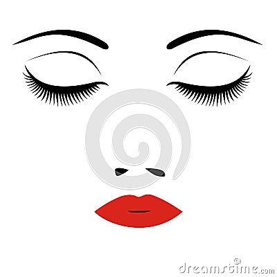 Woman beautiful closed eyes. vector Vector Illustration