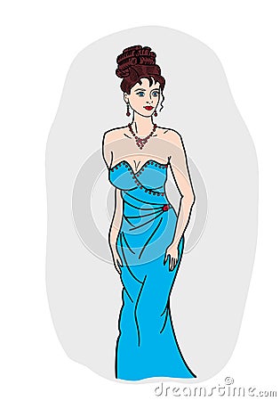 Woman in beautiful dress Vector Illustration