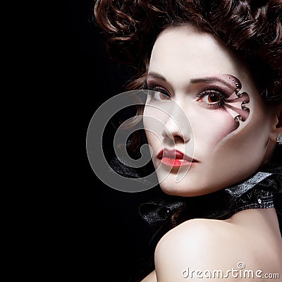 Woman beautiful halloween vampire baroque aristocrat Stock Photo