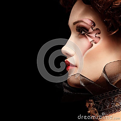 Woman beautiful halloween vampire baroque aristocrat Stock Photo