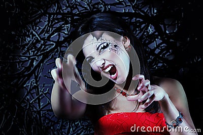 Woman beautiful halloween vampire Stock Photo