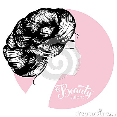 Woman beautiful silhouette with hair style Vector Illustration