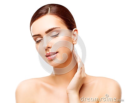 Woman Beauty Face Skin Care, Natural Skincare Beautiful Makeup Stock Photo