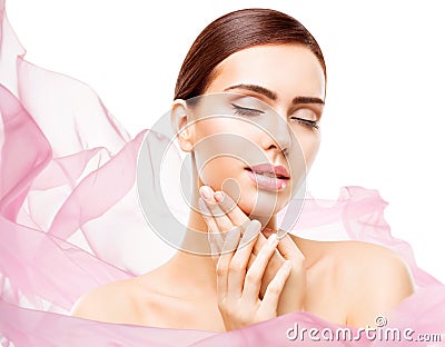 Woman Beauty Makeup, Face Skin Care Natural Beautiful Make Up Stock Photo