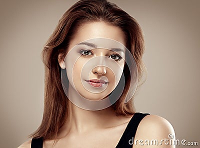 Woman beauty portrait studio closeup with healthy skin Stock Photo