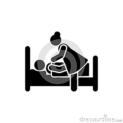 Woman bed patient sorrow icon. Element of pictogram death illustration Cartoon Illustration