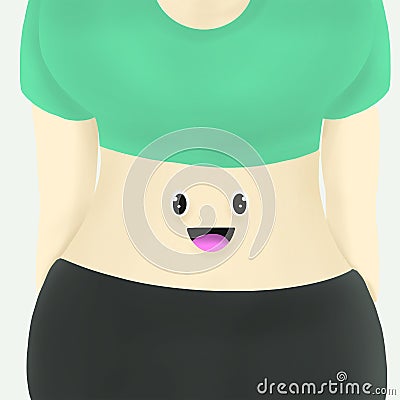 Woman belly with cute face Stock Photo