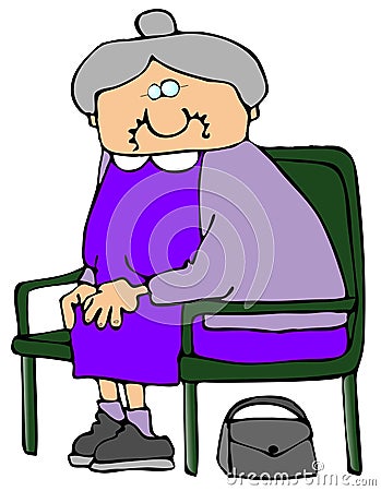 Woman On A Bench Cartoon Illustration