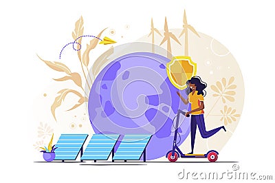 Woman on bicycle Vector Illustration