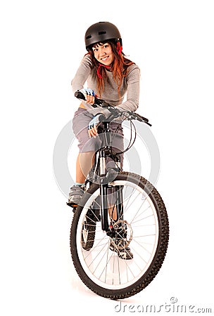 Woman bicyclist Stock Photo