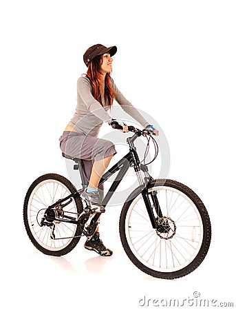 Woman bicyclist Stock Photo