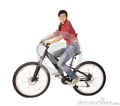 Woman bicyclist Stock Photo