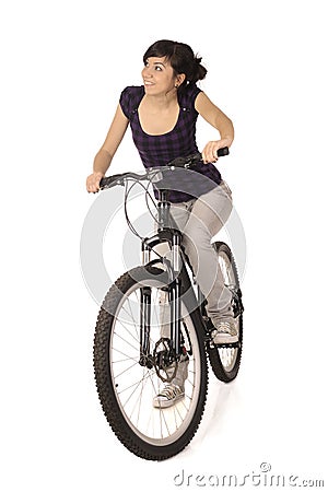 Woman bicyclist Stock Photo