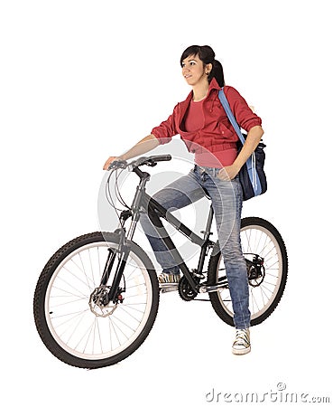 Woman bicyclist Stock Photo