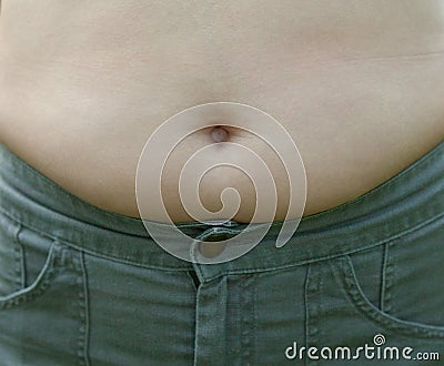 Woman with big belly Stock Photo