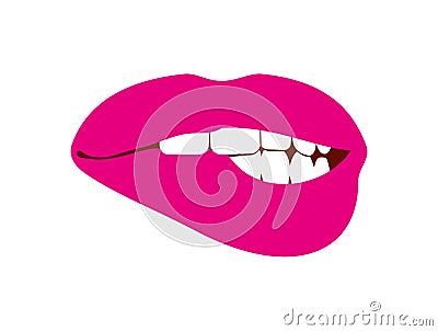 Woman biting her lip vector illustration white Vector Illustration