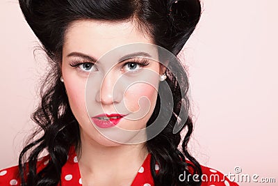 Woman bitting a lip in a expression Stock Photo