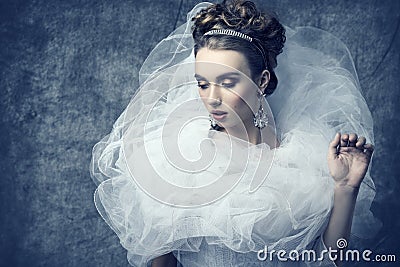Woman with bizarre romantic dress Stock Photo