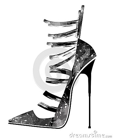 Woman black high heels Vector Illustration