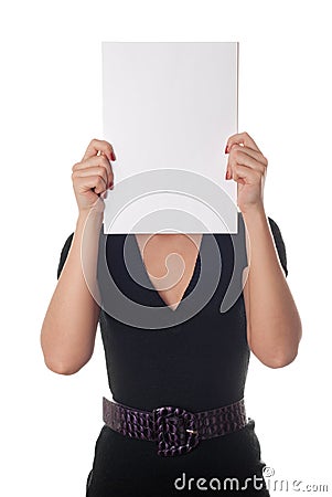 Woman with the blank sheet of paper Stock Photo