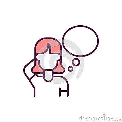 Woman with blank think bauble RGB color icon Cartoon Illustration
