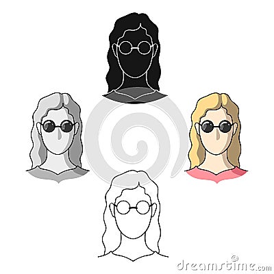 A woman with blond hair with glasses.A blind woman because of diabetes.Diabetes single icon in cartoon,black style Vector Illustration